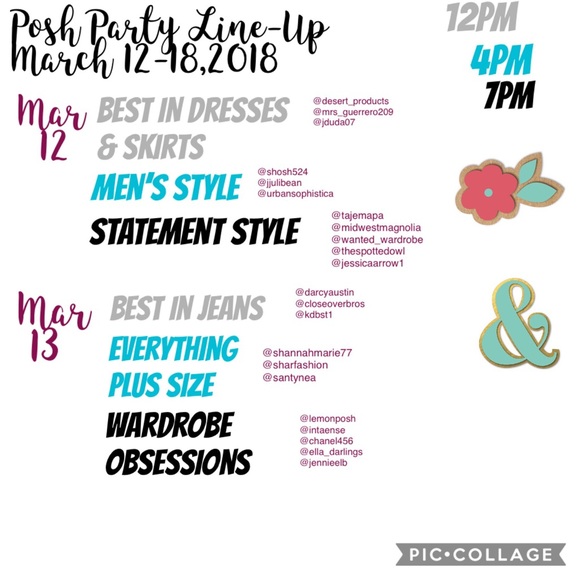 posh party line up March 12-18,2018